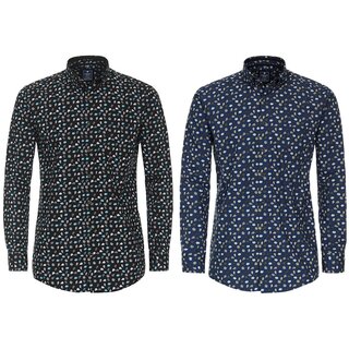 REDMOND Langarmhemd 2 Farben gemustert S-2XL Comfort Fit