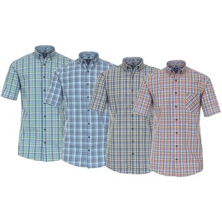 REDMOND Kurzarmhemd Brusttasche 4 Farben kariert M-2XL...