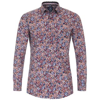 REDMOND Langarmhemd Blau/Rot Paisley S-3XL Modern Fit