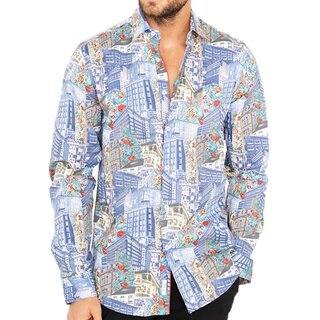 Yves Enzo Herrenhemd Bunt mit City-Print 105-08  S-XXL