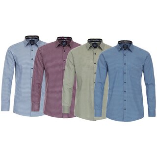 REDMOND Langarmhemd 4 Farben gemustert S-2XL Comfort Fit