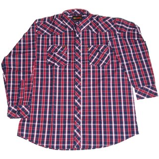 bergren Herrenhemd KAMRO Blau/Rot/Wei kariert 3XL-12XL