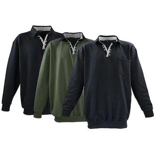 Übergrössen ! Schickes Sweatshirt mit Kentkragen und Knopfleiste LAVECCHIA in 3 Farben LV-602