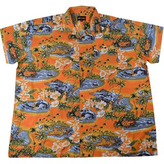 KAMRO bergren Herren-Hawaiihemd Orange/Grau/Beige/Grn...