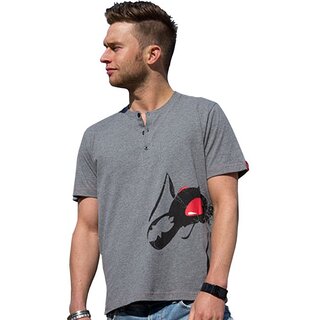 Cooles BLACK ANTZZ T-Shirt HENLEY grau Ameisen-Print