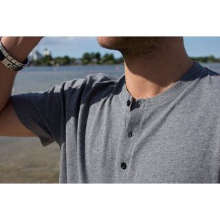Cooles BLACK ANTZZ T-Shirt HENLEY in grau mit Ameisen-Print