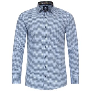REDMOND Langarmhemd Hellblau gemustert XL-2XL Modern Fit