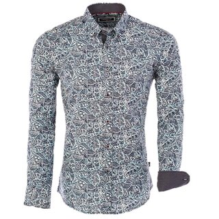 Brandneu Designer Hemd CARISMA Navy Muster CRM8419 L