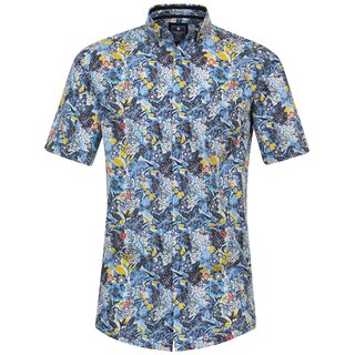 REDMOND bergren Kurzarmhemd Brusttasche Blau/Bunt...