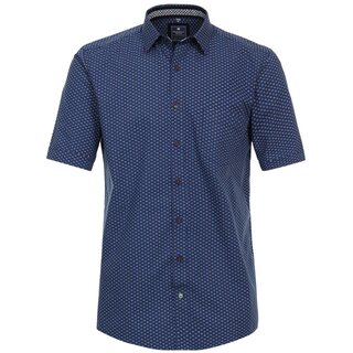 REDMOND Kurzarmhemd Blau gemustert S-2XL Comfort Fit