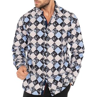Yves Enzo Herrenhemd Bunt mit JACQUARD-Print 208-3...