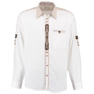 OS Trachten exklusives, aufwndiges Langarmhemd Wei mit...