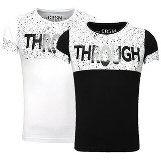 Brandneu ! Designer T-Shirt von CARISMA in Weiß oder Schwarz mit Print CRM4310