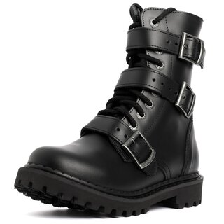 ANGRY ITCH 10-Loch 3 Buckle LIGHT Stiefel Schwarz Leder...