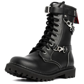 ANGRY ITCH 10-Loch 3 Straps LIGHT Stiefel Schwarz Leder...