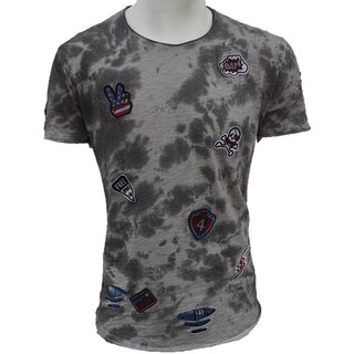 Brandneu Designer T-Shirt CARISMA Grau/Beige Oil Dyed...
