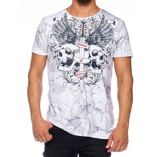 Brandneu ! Designer T-Shirt von CARISMA in Weiß mit Print Shadow of Nightmare CRM4362