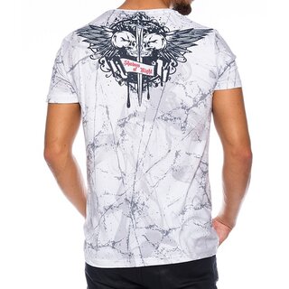 Brandneu ! Designer T-Shirt von CARISMA in Weiß mit Print Shadow of Nightmare CRM4362