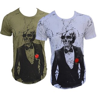 Brandneu Designer T-Shirt CARISMA Khaki oder Wei Skull...