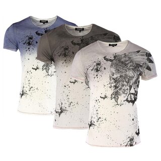 Brandneu ! Designer T-Shirt von CARISMA in 3 Farben mit Indian-Skull-Print CRM4476