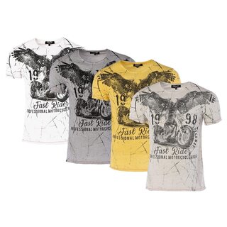 Brandneu ! Designer T-Shirt von CARISMA in 4 Farben mit Bike and Eagle-Print CRM4479