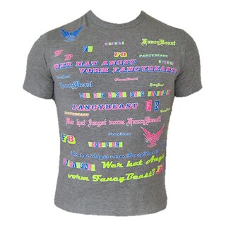 Trendy Clubwear Streetwear Rave FancyBeast T-Shirt Grau mit Neondruck FB176 XXL