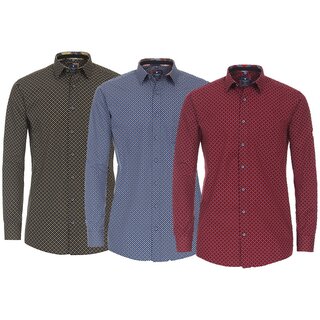 REDMOND bergren Langarmhemd Rot gepunktet 3XL-6XL