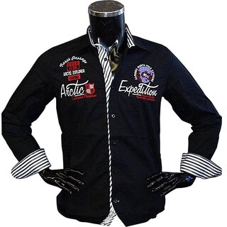 Brandneu Designer Hemd CARISMA Schwarz bestickt CRM8060