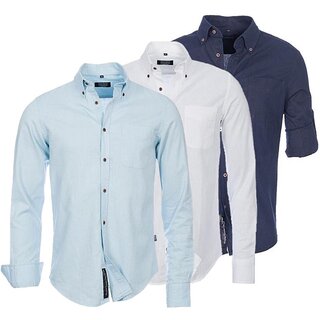 Brandneu Designer Leinen-Hemd Krempelrmel CARISMA uni...