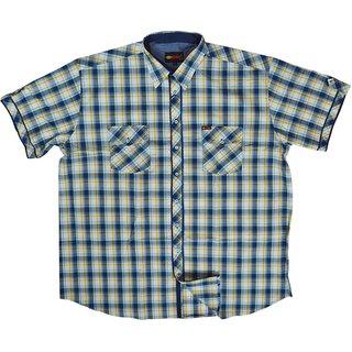 bergren Kurzarm-Herrenhemd KAMRO Navy/Gelb/Trkis/Wei...