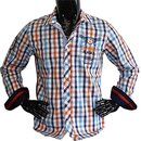 Brandneu Designer Hemd CARISMA Blau Wei Orange kariert...