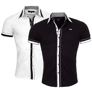 Brandneu Designer Kurzarm Hemd CARISMA Wei oder Schwarz...