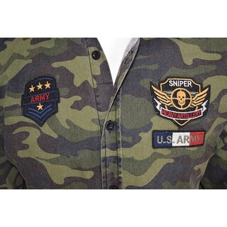 Brandneu ! Modisches Herrenhemd von CARISMA in im Militarystyle camouflage khaki CRM8349
