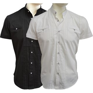 Brandneu Designer Kurzarm Hemd Stehkragen CARISMA Wei...