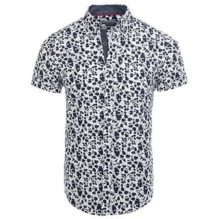 Brandneu Designer Kurzarm Hemd CARISMA Wei/Blau CRM9110