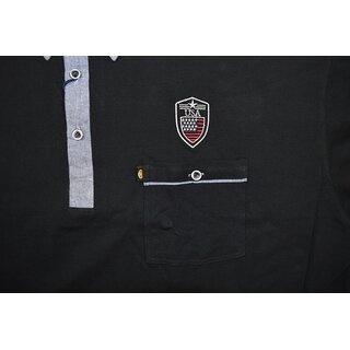 Übergrößen Tolles KAMRO Poloshirt Piqué Schwarz mit Brusttasche 4XL-12XL