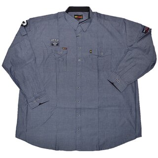 bergren Herrenhemd KAMRO Graublau mit Aufnhern 4XL-14XL