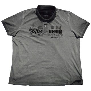 Übergrößen Poloshirt 56/04 DENIM Oil-washed Optik Grau 4XL - 6XL