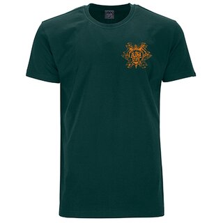 Übergrößen T-Shirt AHORN SPORTSWEAR bottle green Druck Aloha Turtle orange
