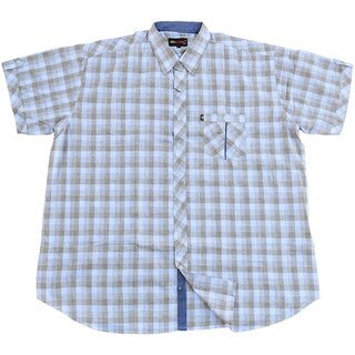 bergren Kurzarm-Herrenhemd KAMRO Beige/Wei kariert...