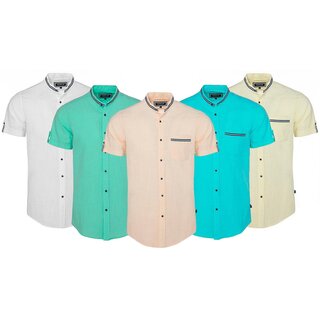 Leinen-Kurzarmhemd CARISMA Stehkragen 5 Farben uni CRM9123