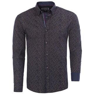 Hemd CARISMA Navy/Beige mit floralem Print M-4XL