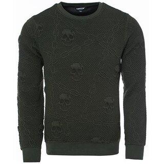 Sweatshirt mit Skull-and-Chain-Prgung CARISMA Khaki CRM3420