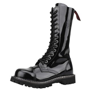 ANGRY ITCH-14-Loch Gothic Punk Army Ranger Lackleder Stiefel Stahlkappe  EU36-48