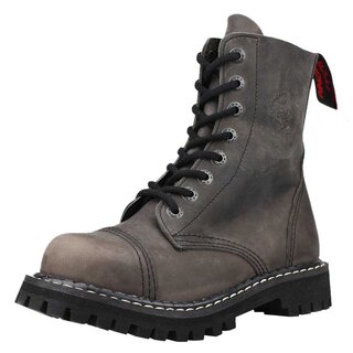 ANGRY ITCH-8-Loch Vintage Grau Gothic Army Leder Stiefel...