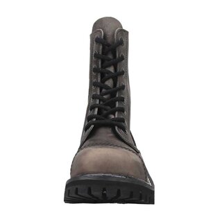 ANGRY ITCH-8-Loch Vintage Grau Gothic Army Leder Stiefel Stahlkappe  EU 36-48
