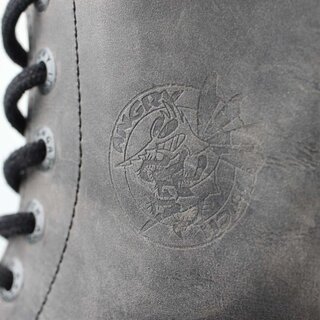 ANGRY ITCH-8-Loch Vintage Grau Gothic Army Leder Stiefel Stahlkappe  EU 36-48