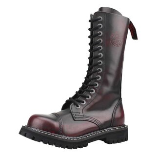 ANGRY ITCH-14-Loch Burgundy Red Rub-Off Ranger Leder Stiefel Stahlkappe  EU36-48