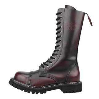 ANGRY ITCH-14-Loch Burgundy Red Rub-Off Ranger Leder Stiefel Stahlkappe  EU36-48
