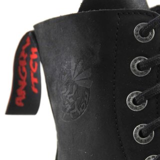 ANGRY ITCH-8-Loch Vintage Schwarz Ranger Armee Leder Stiefel Stahlkappe  EU36-48